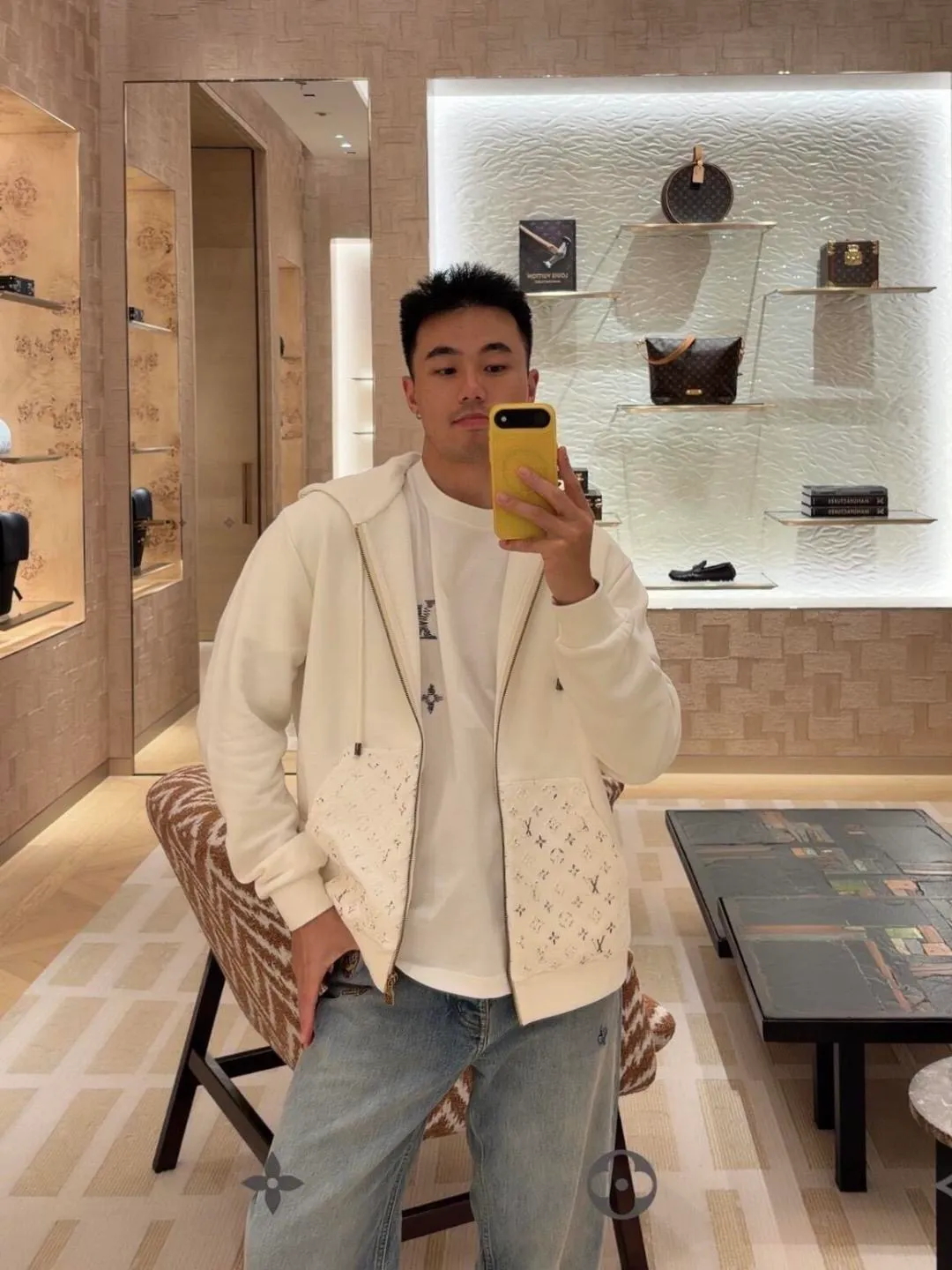 Louis Vuitton/Louis Vuitton presbyopic embossed embossed zipper hooded jacket